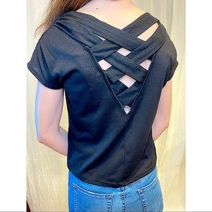Charlotte Russe Black top with cute crisscross back